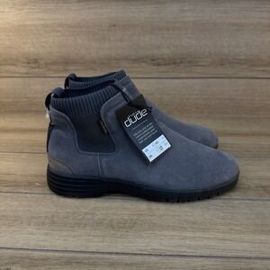 New NWT Mens Hey Dude Scott Black Suede Comfort Chelsea Ankle Boots Size 8 M